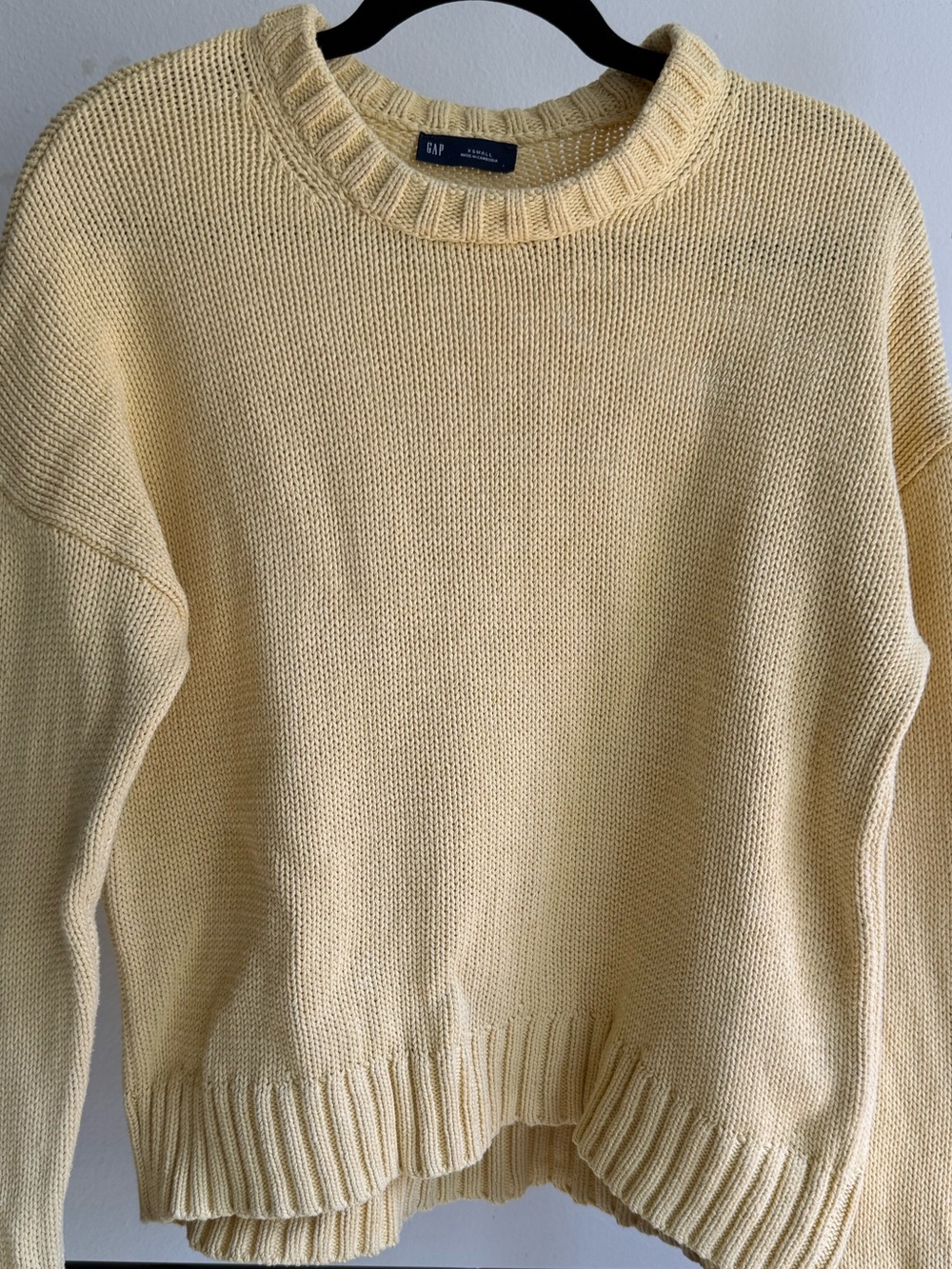Gap 100% Cotton Butter Yellow Chunky Knit Crewneck Sweater XS